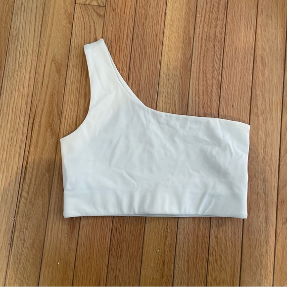 Girlfriend Collective Bianca One Shoulder Bra - Ivory - Picture 2 of 3